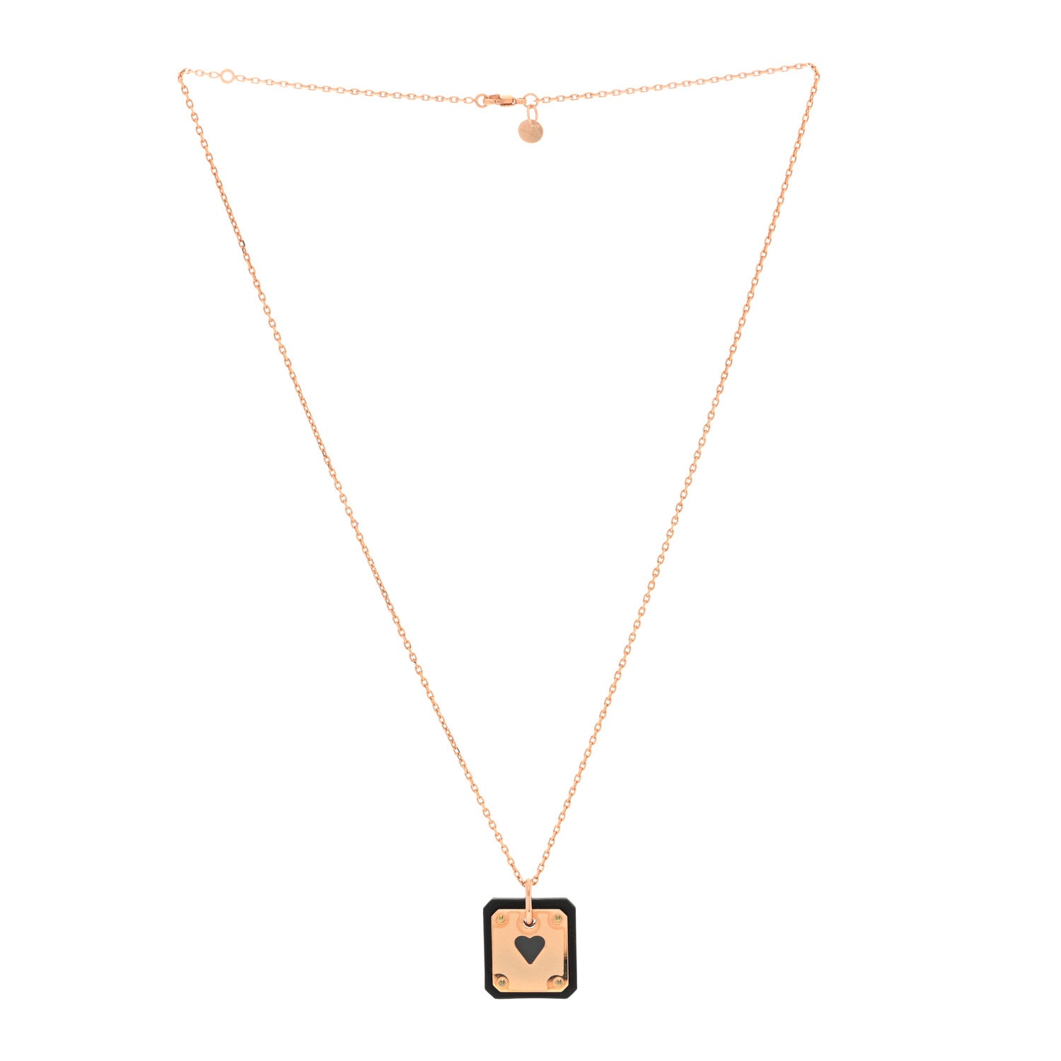 Hermes Rose Gold Plated Swift As De Coeur Necklace Black 3 of 6