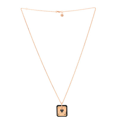 Hermes Rose Gold Plated Swift As De Coeur Necklace Black 3 of 6