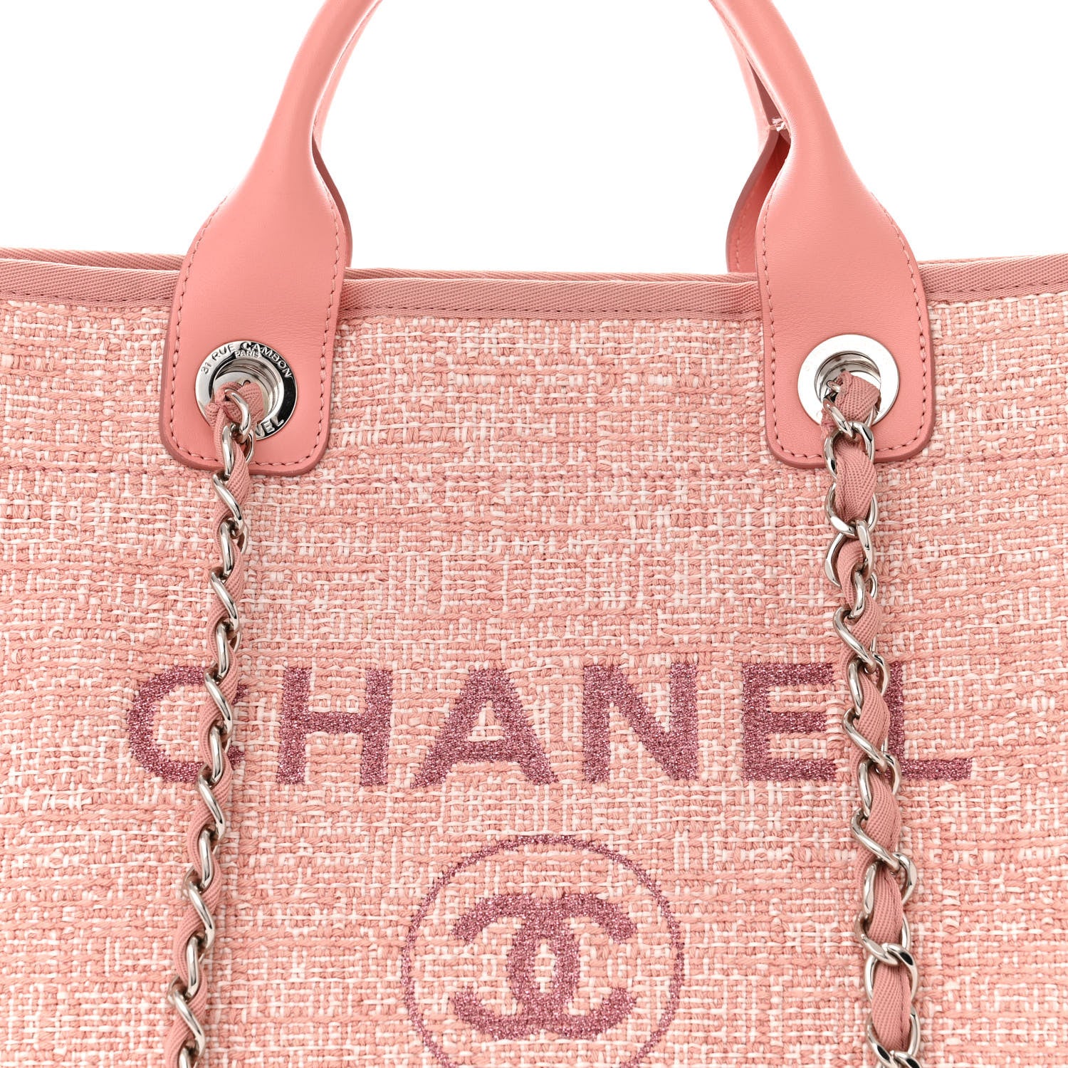 Chanel Canvas Medium Deauville Tote Pink 8 of 12