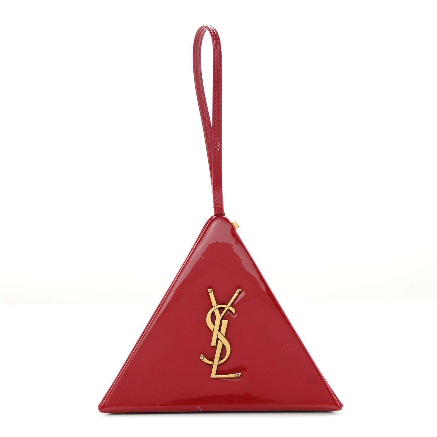 Patent Pyramid Clutch Rouge