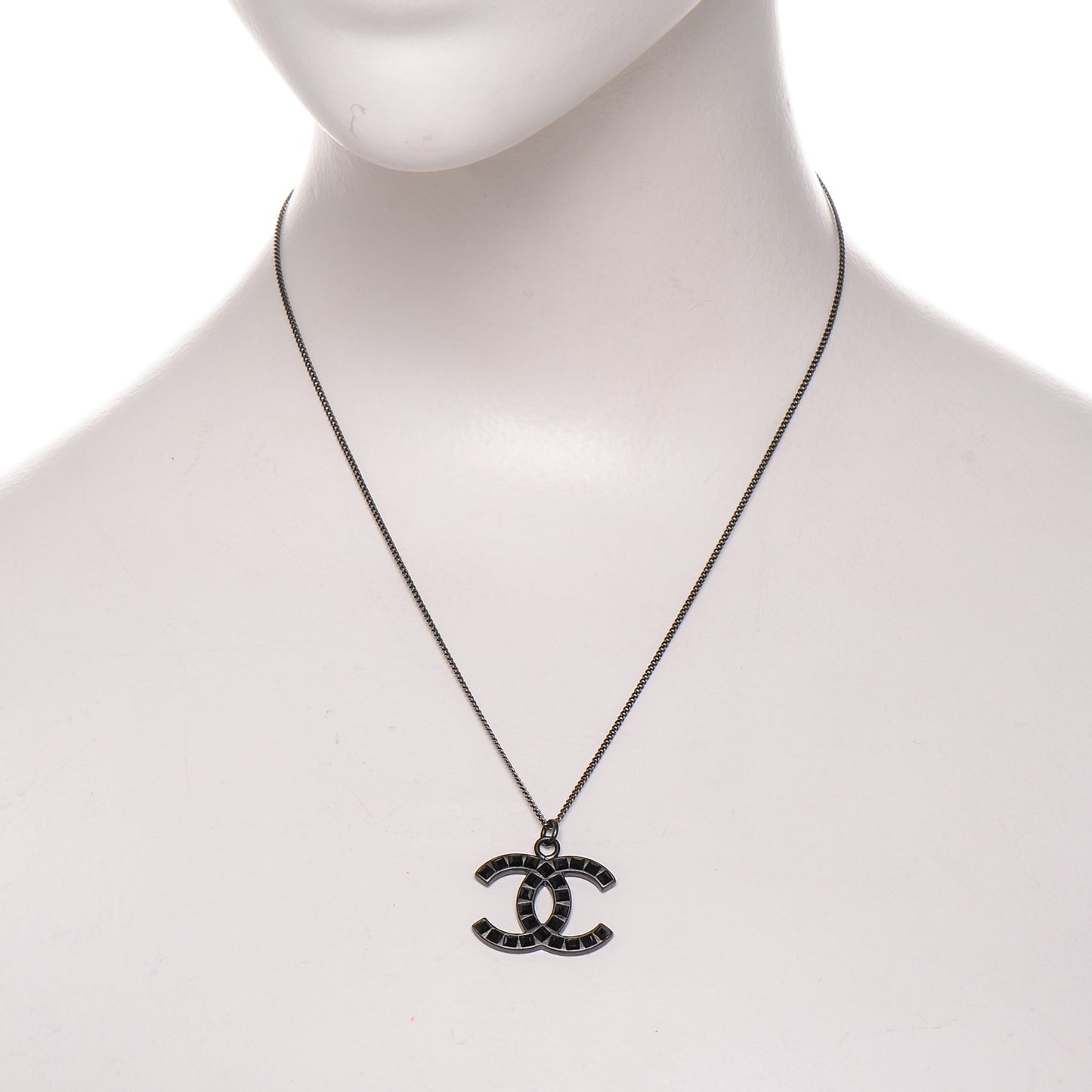 Ruthenium Baguette Crystal CC Necklace Black