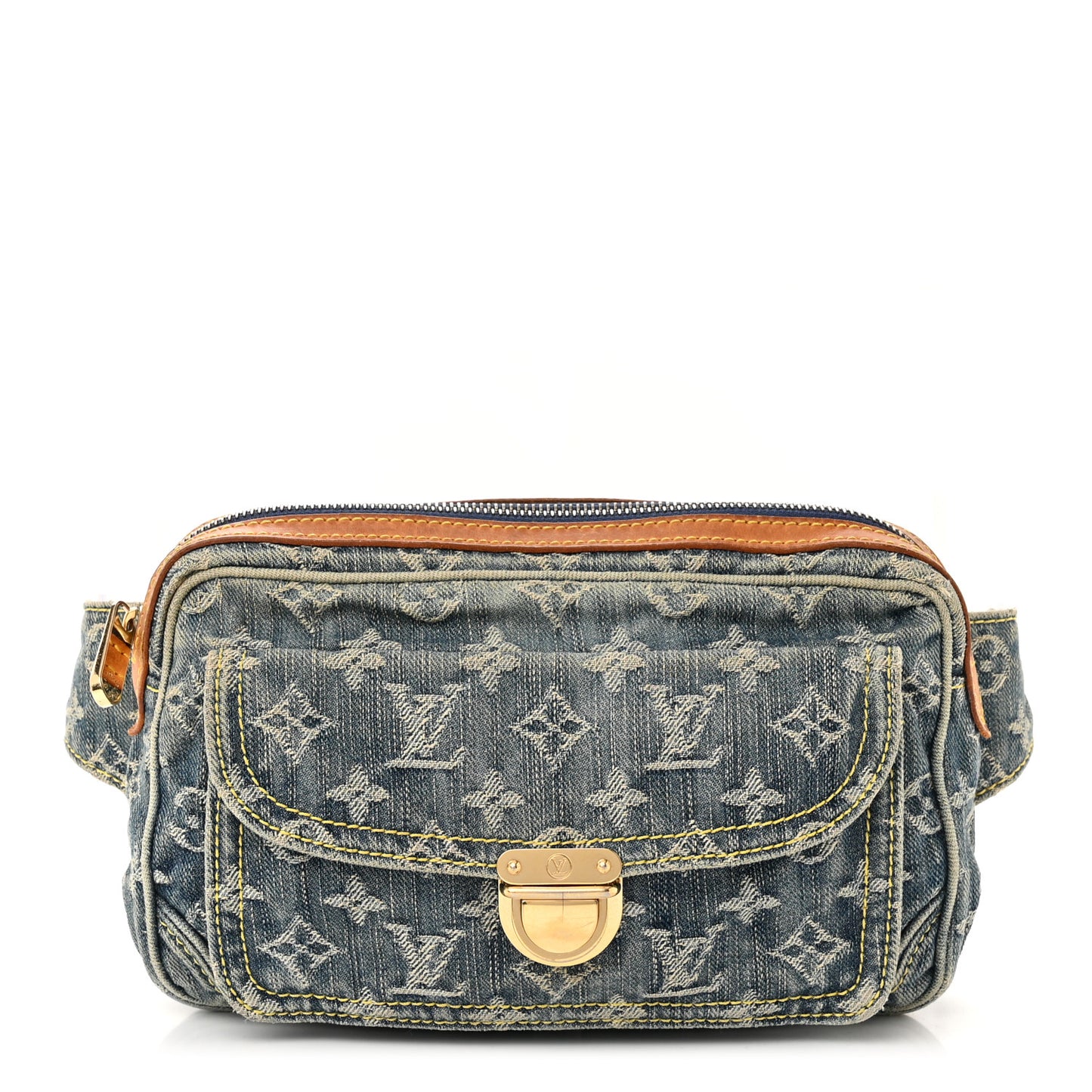 Monogram Denim Bum Bag Blue
