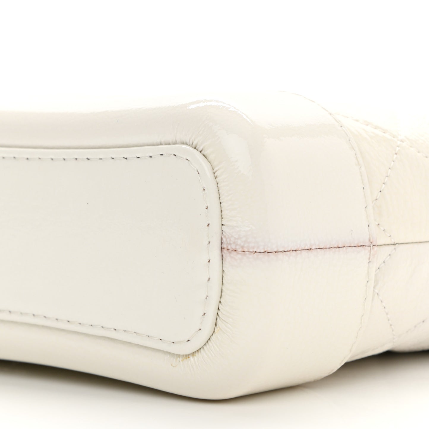 Aged Calfskin Quilted Small Gabrielle Hobo White