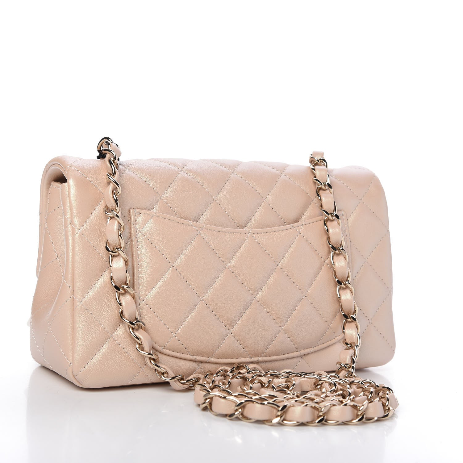 Chanel Iridescent Calfskin Quilted Mini Rectangular Flap Beige 3 of 11