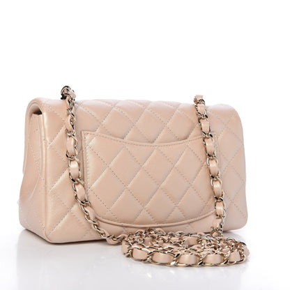 Chanel Iridescent Calfskin Quilted Mini Rectangular Flap Beige 3 of 11
