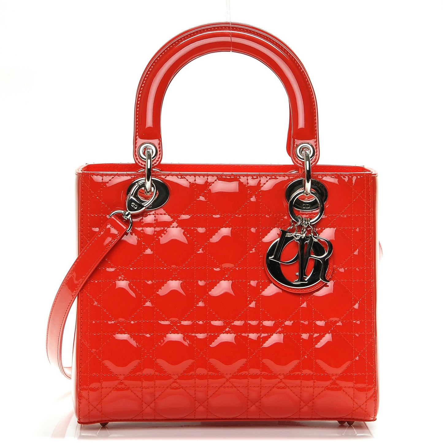 Patent Cannage Medium Lady Dior Papaya