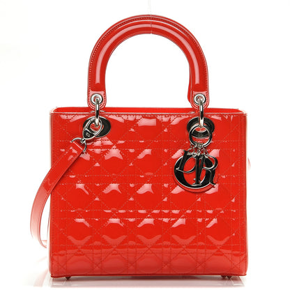 Christian Dior Patent Cannage Medium Lady Dior Papaya 1 of 6