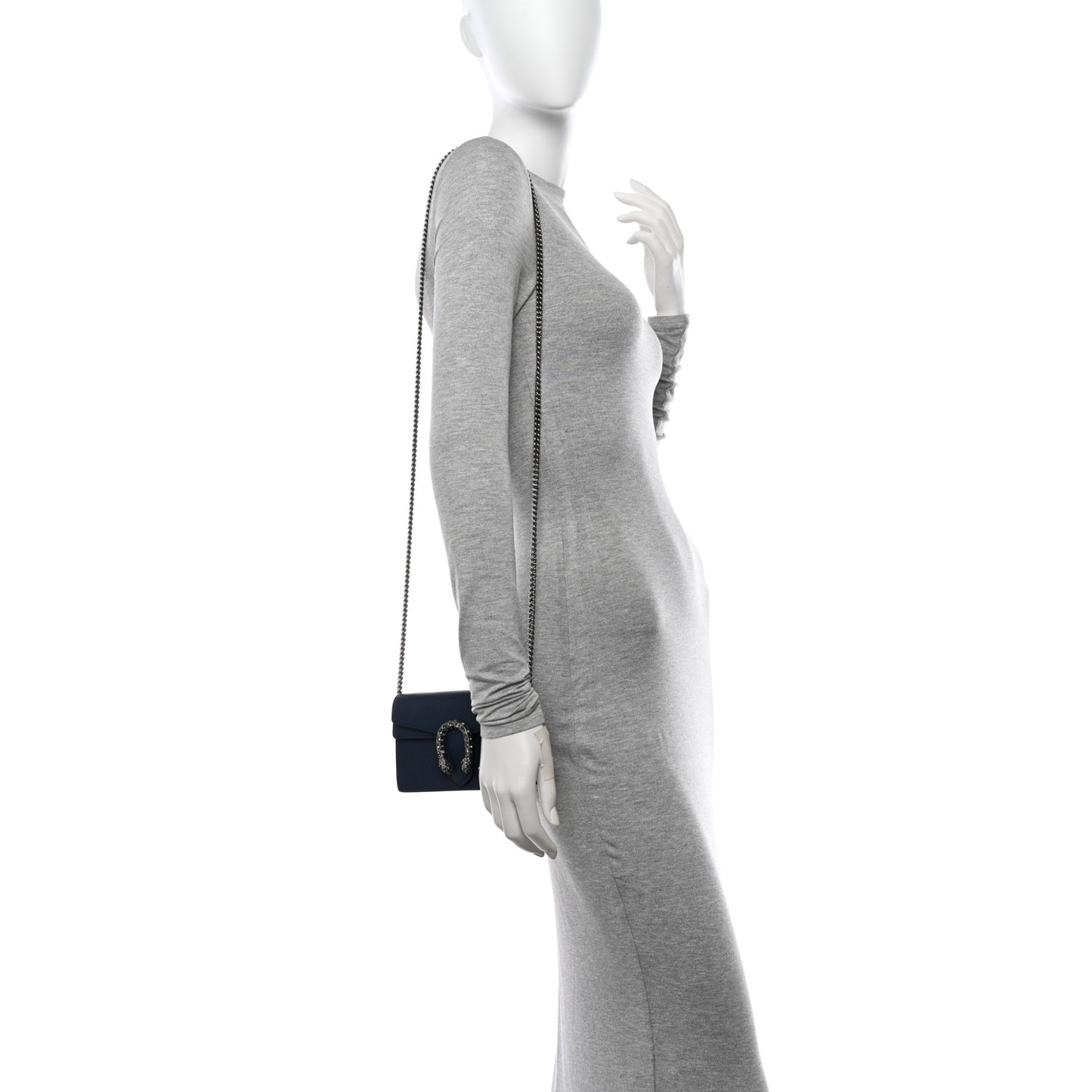 Dollar Calfskin Crystal Super Mini Dionysus Shoulder Bag Blue Agata Black Diamond