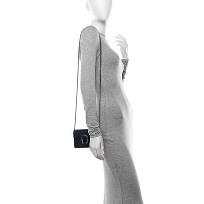 Gucci Dollar Calfskin Crystal Super Mini Dionysus Shoulder Bag Blue Agata Black Diamond 2 of 9