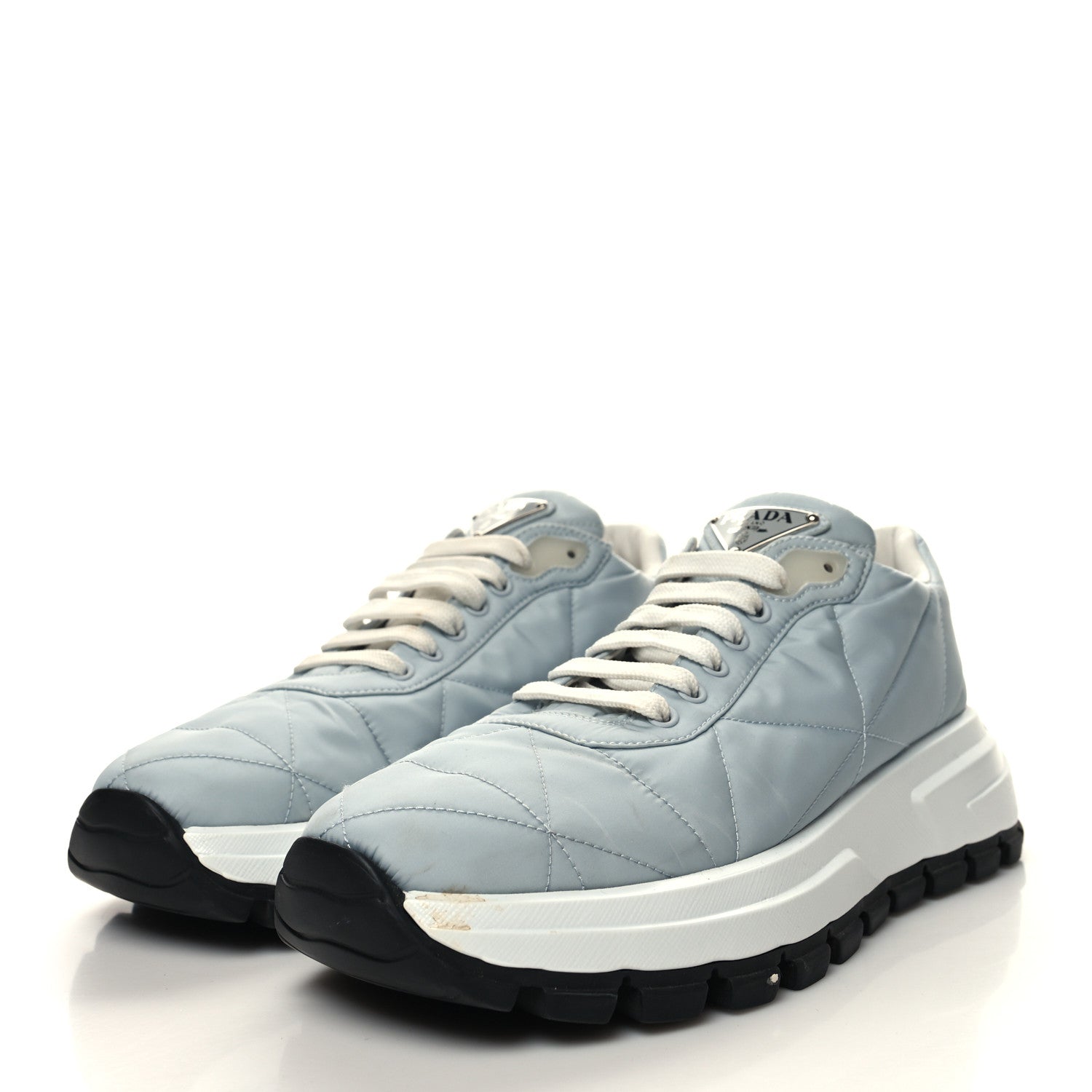 Prada Re-Nylon Piuma Metal Triangle Logo Quilted 45mm Sneakers 39.5 Fiordaliso 3 of 10