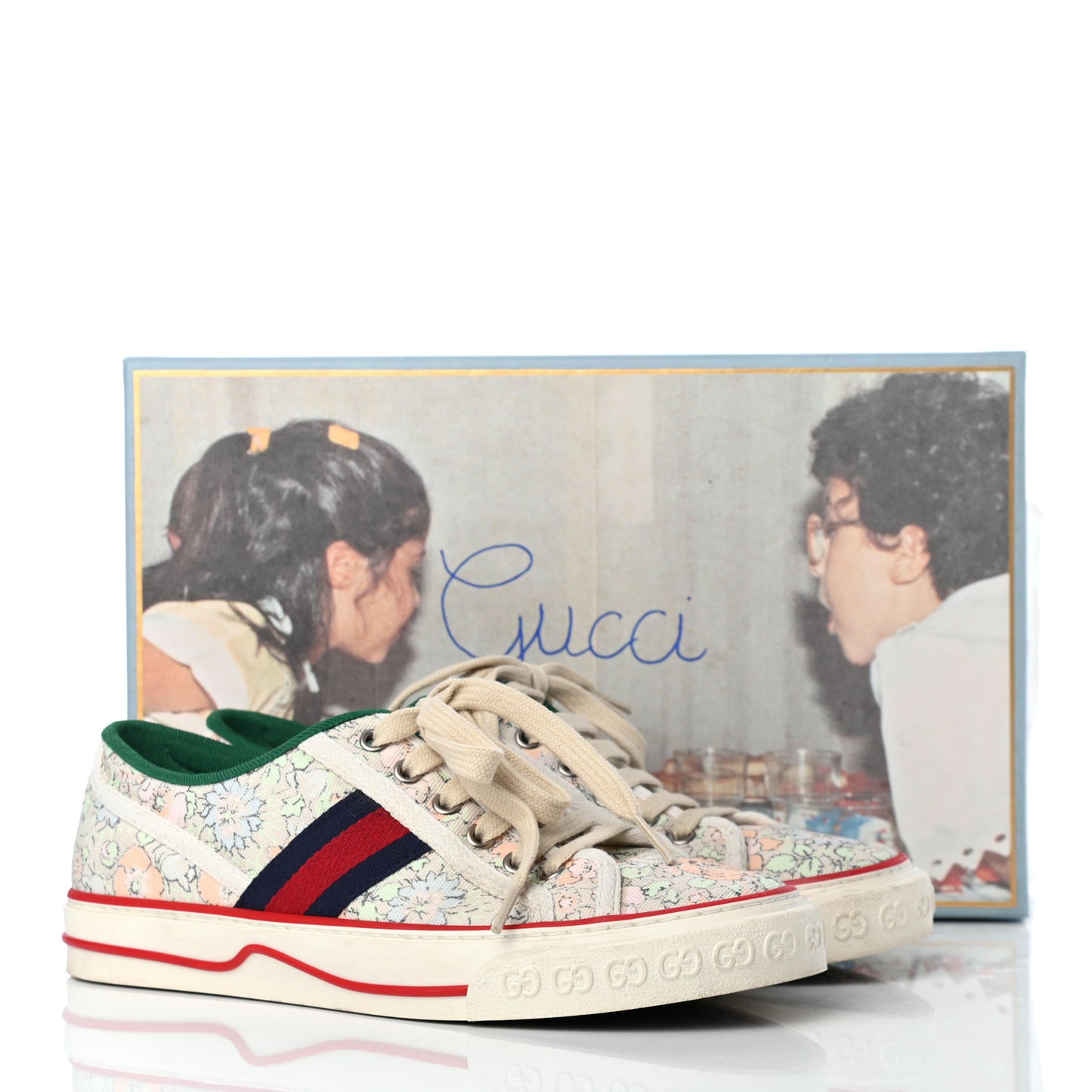 X LIBERTY OF LONDON Canvas Web Tracy Print Womens 1977 Tennis Sneakers 38.5 Mint Peach Mystic White