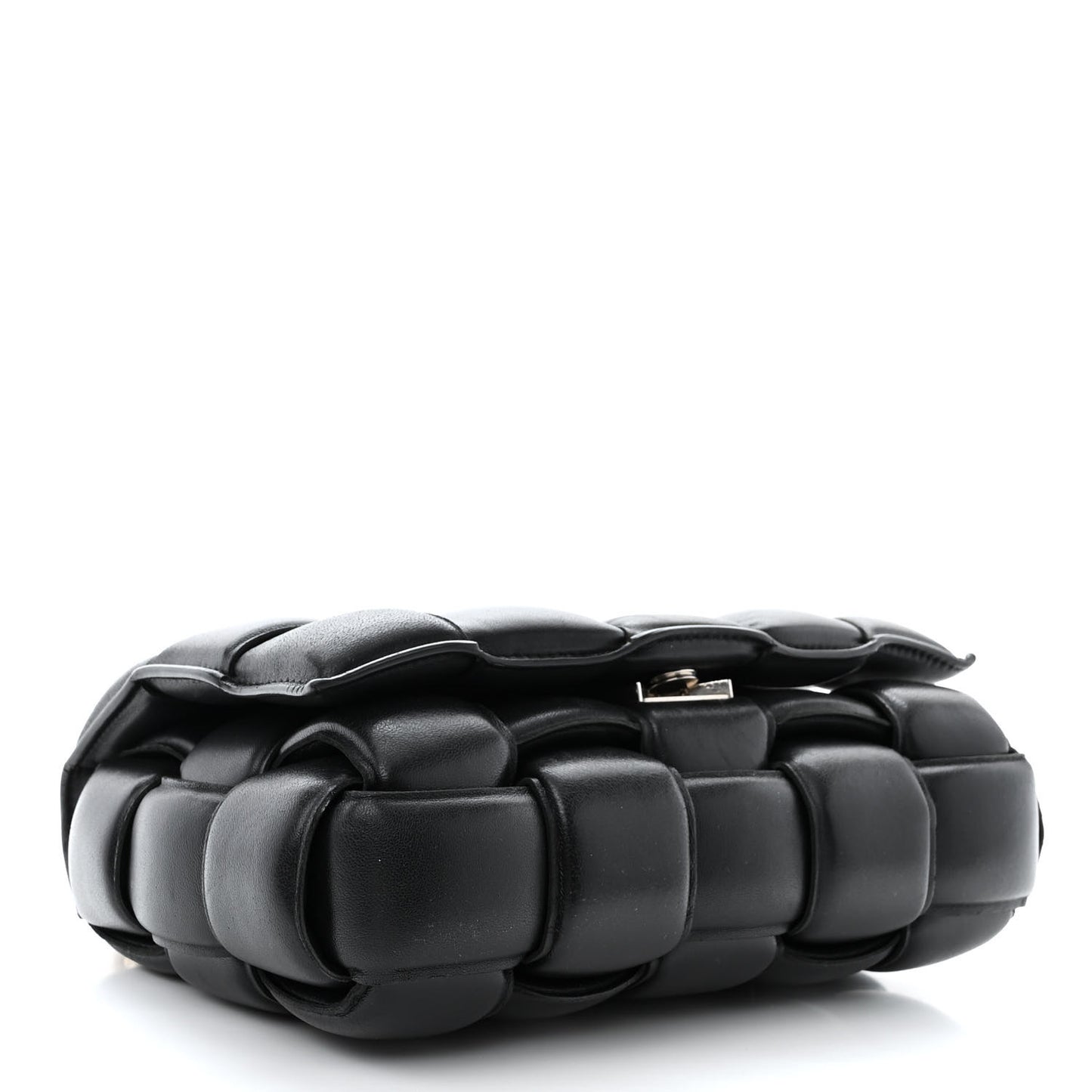 Lambskin Maxi Intreccio Padded Chain Cassette Crossbody Bag Black