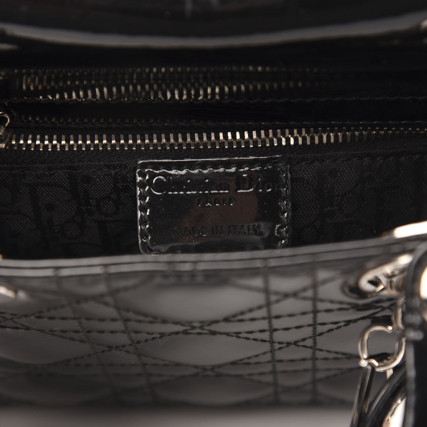 Patent Cannage Mini Lady Dior Black