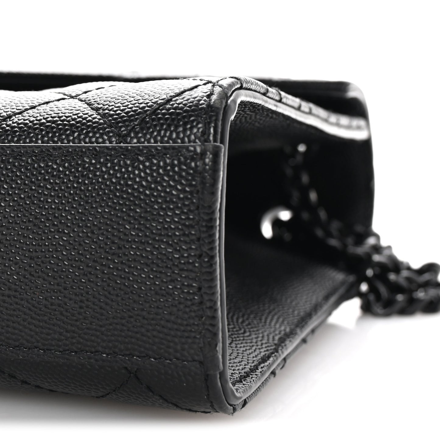 Grain De Poudre Textured Mixed Matelasse Triquilt Medium Monogram Monochrome Satchel Black