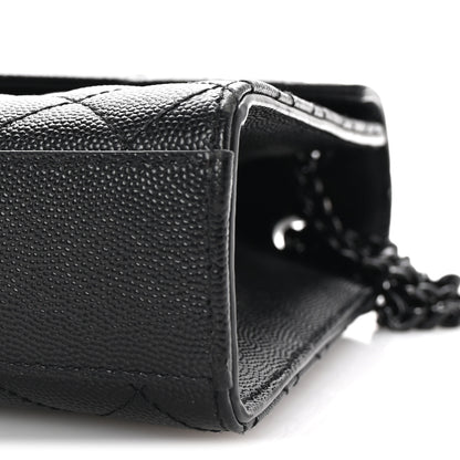 Saint Laurent Grain De Poudre Textured Mixed Matelasse Triquilt Medium Monogram Monochrome Satchel Black 10 of 10