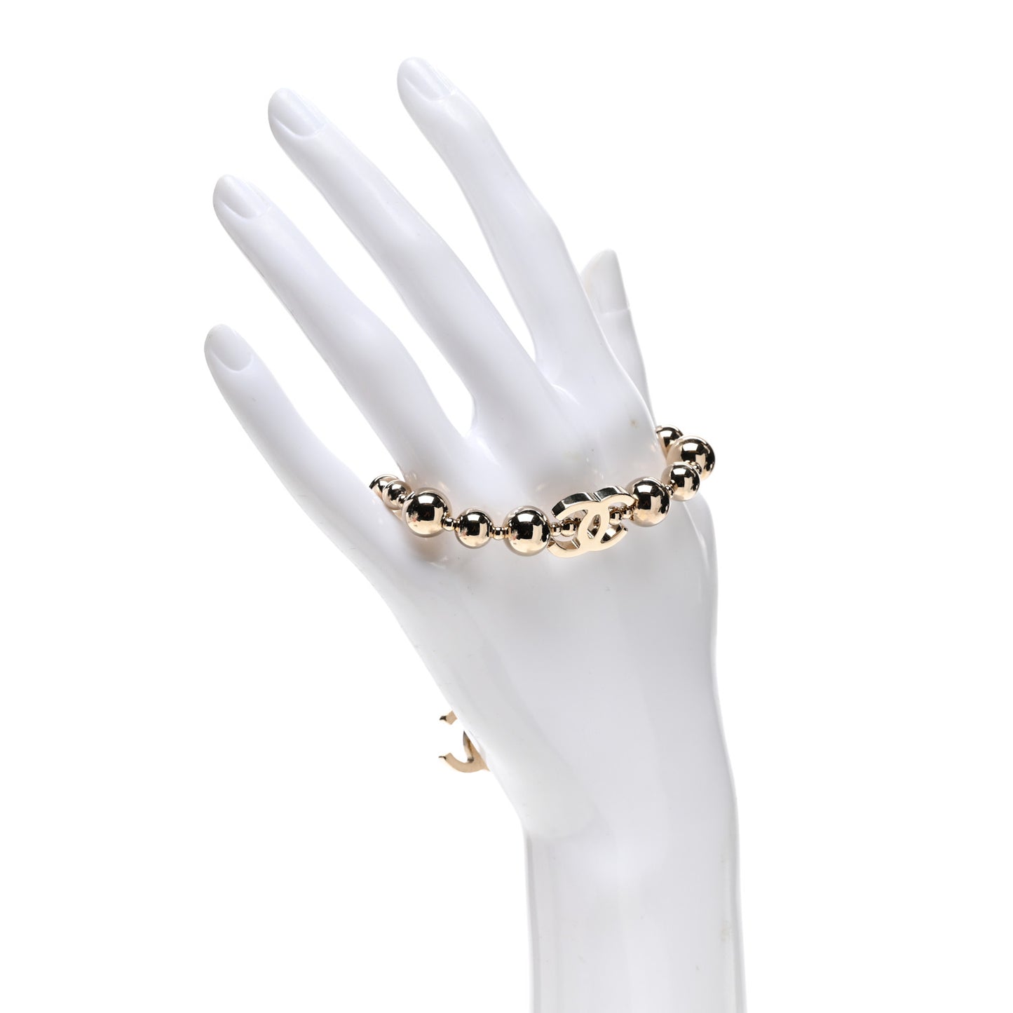 Metal Beaded CC Bracelet Gold