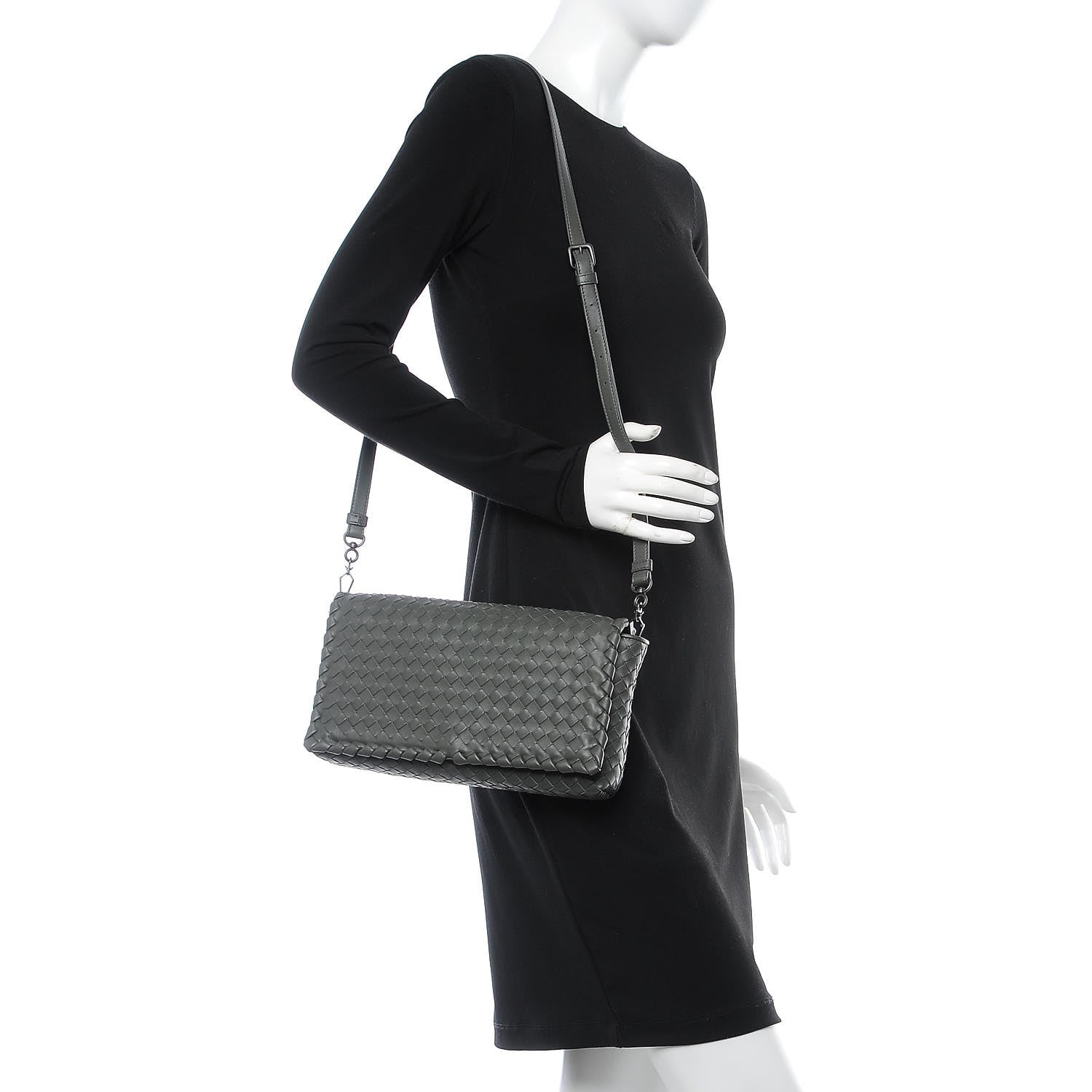 Bottega Veneta Nappa Intrecciato Dahlia Clutch Crossbody Light Grey 2 of 8