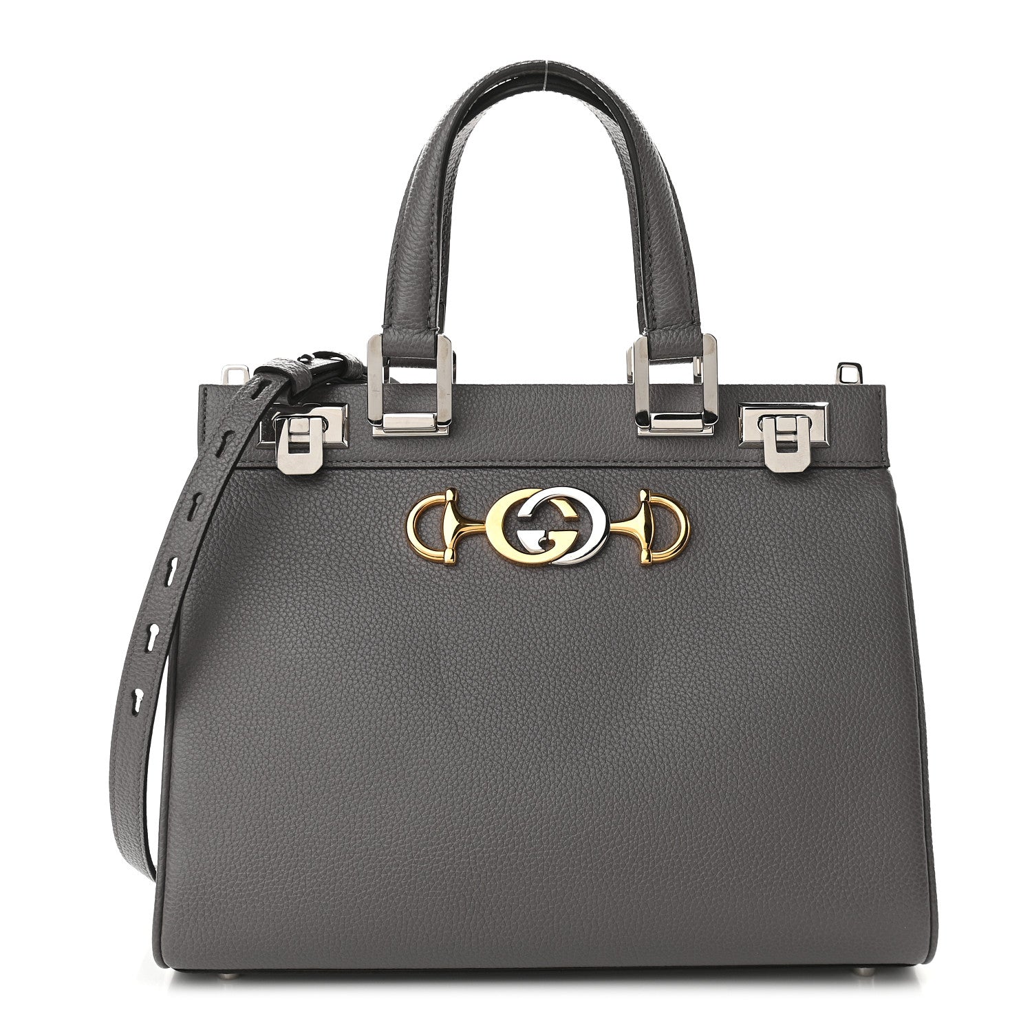 Gucci Grainy Calfskin Small Zumi Top Handle Bag Dusty Grey 1 of 9