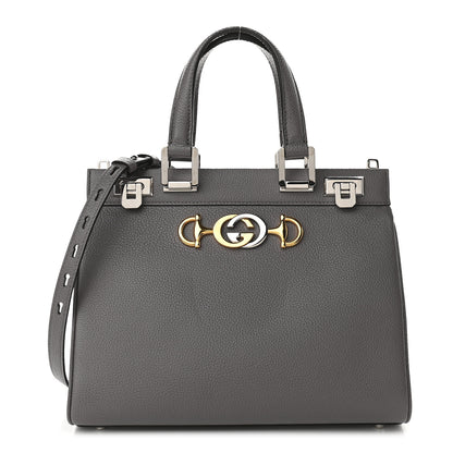 Gucci Grainy Calfskin Small Zumi Top Handle Bag Dusty Grey 1 of 9