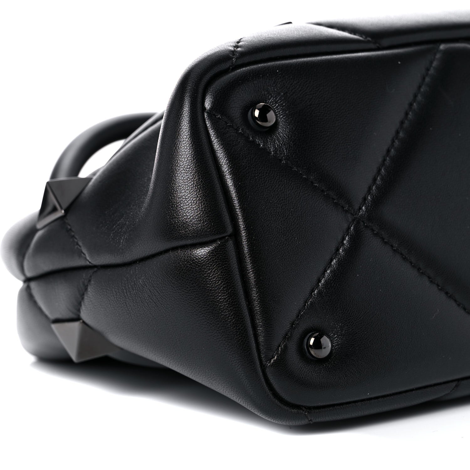 Valentino Garavani Nappa Monochrome Small Roman Stud The Handle Bag Black 8 of 11