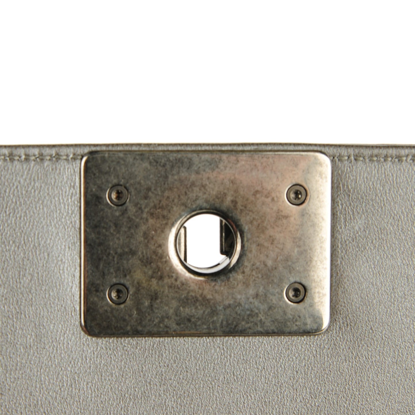 Lambskin Quilted Medium Boy Flap with Stingray Strap Silver