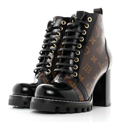 Louis Vuitton Patent Calfskin Monogram Star Trail Ankle Boots 36.5 Black 3 of 9