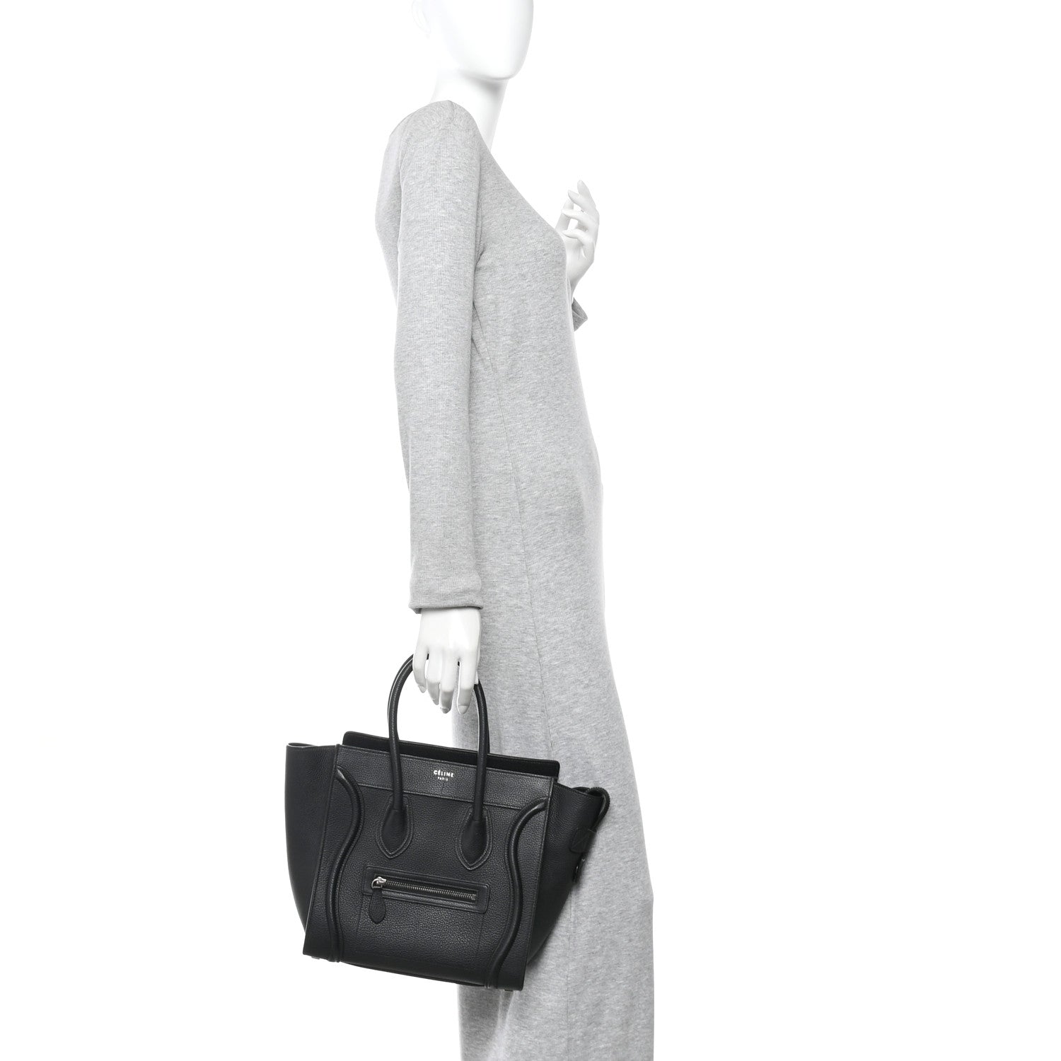 Celine Drummed Calfskin Micro Luggage Black 2 of 10