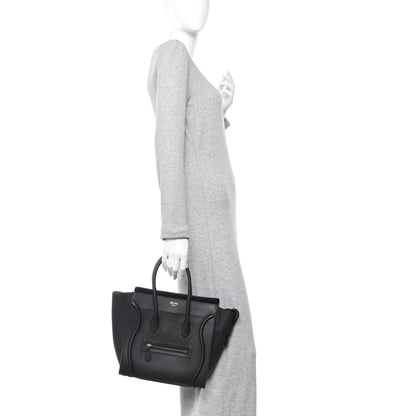 Celine Drummed Calfskin Micro Luggage Black 2 of 10
