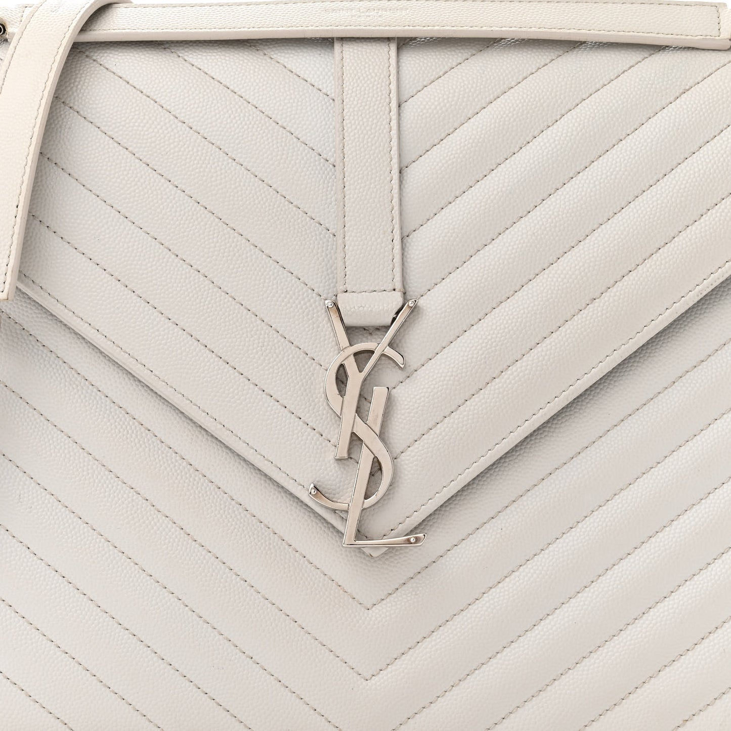 Grain De Poudre Matelasse Chevron Large Monogram Satchel Gris Perle