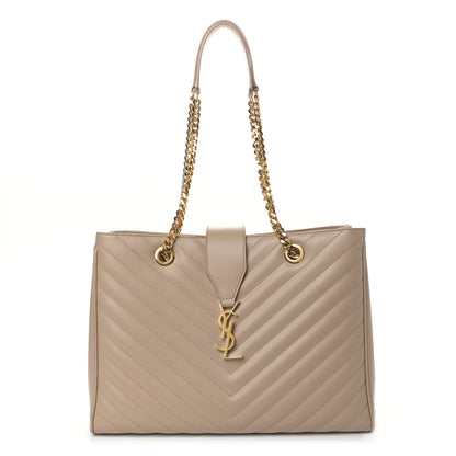 Saint Laurent Grain De Poudre Matelasse Chevron Monogram Shopping Bag Nude Powder 1 of 15