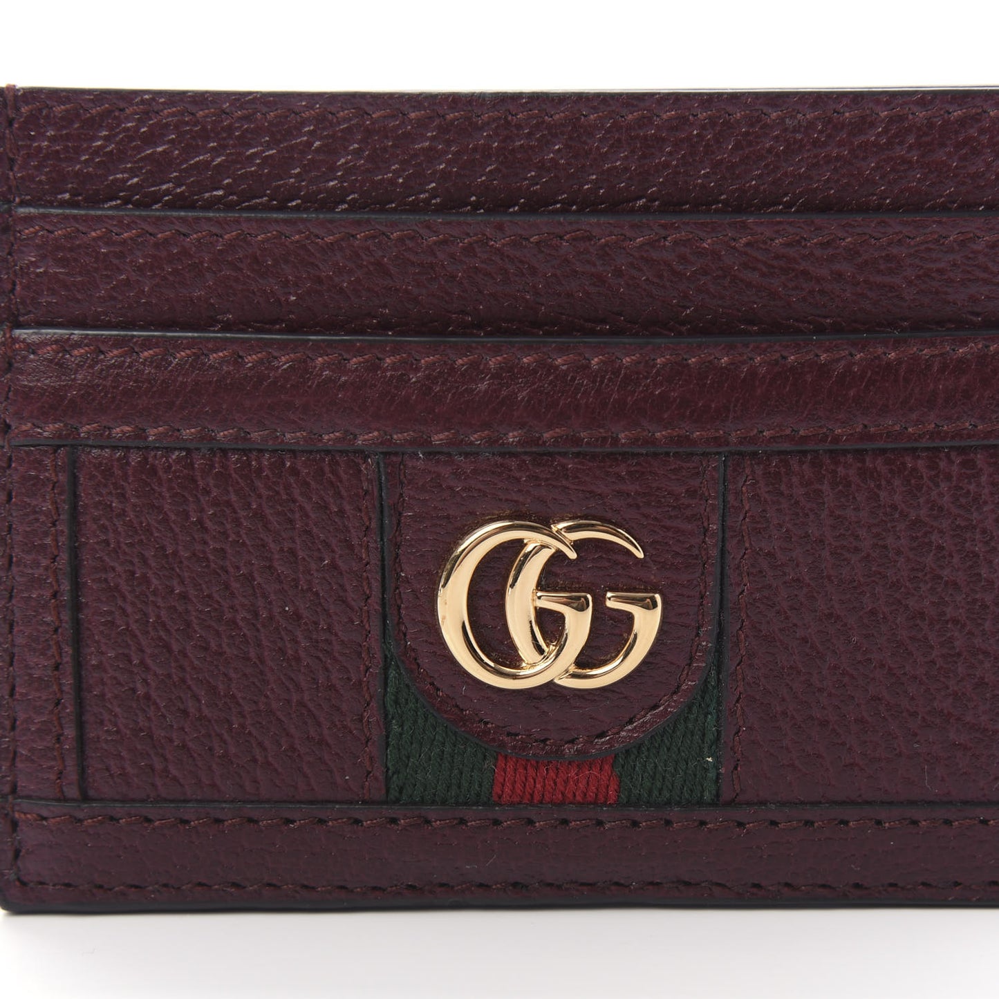Calfskin Web GG Ophidia Card Holder Vintage Bordeaux