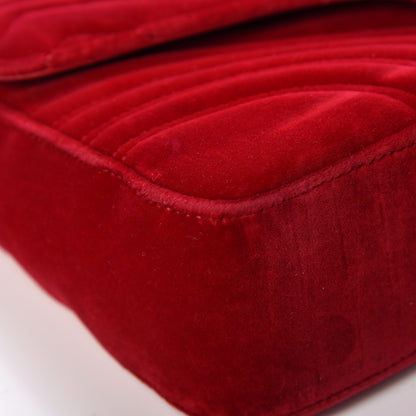Gucci Velvet Matelasse Medium GG Marmont Shoulder Bag Hibiscus Red 8 of 18