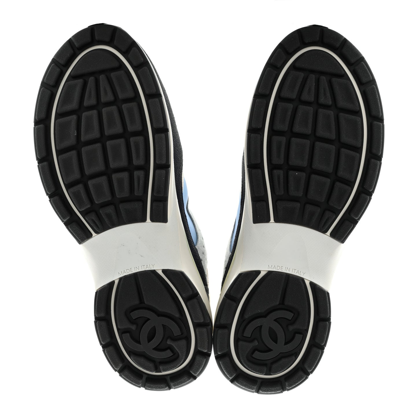 Fabric Suede Calfskin Mesh Womens CC Sneakers 40 Black Blue Ivory