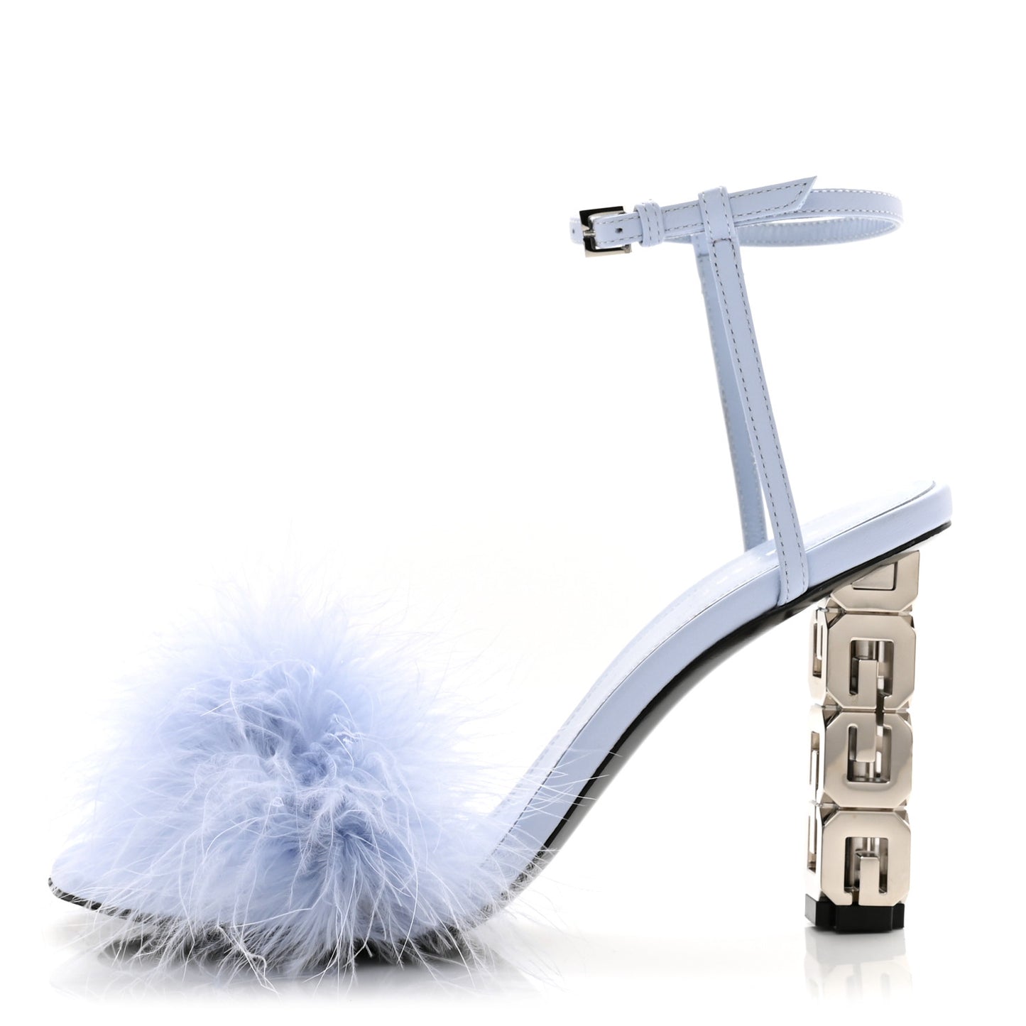 Smooth Nappa Feather G Cube 105mm Sandals 36 Cornflower
