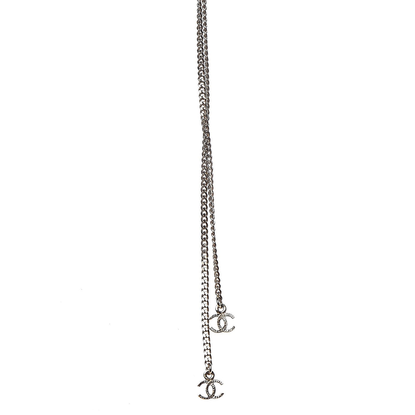 Pearl Bead Enamel CC Long Necklace Black Gold