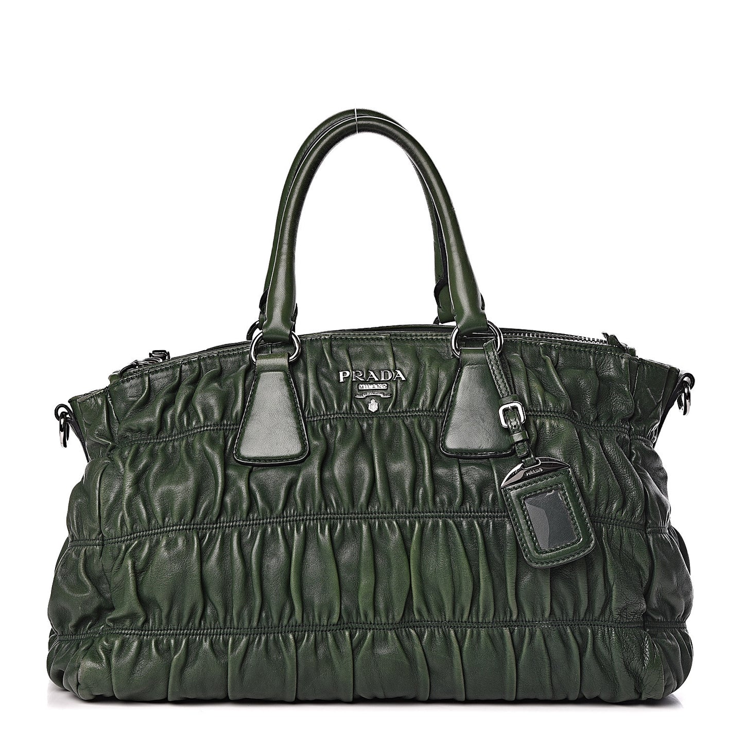 Nappa Gaufre Double Zip Tote Green