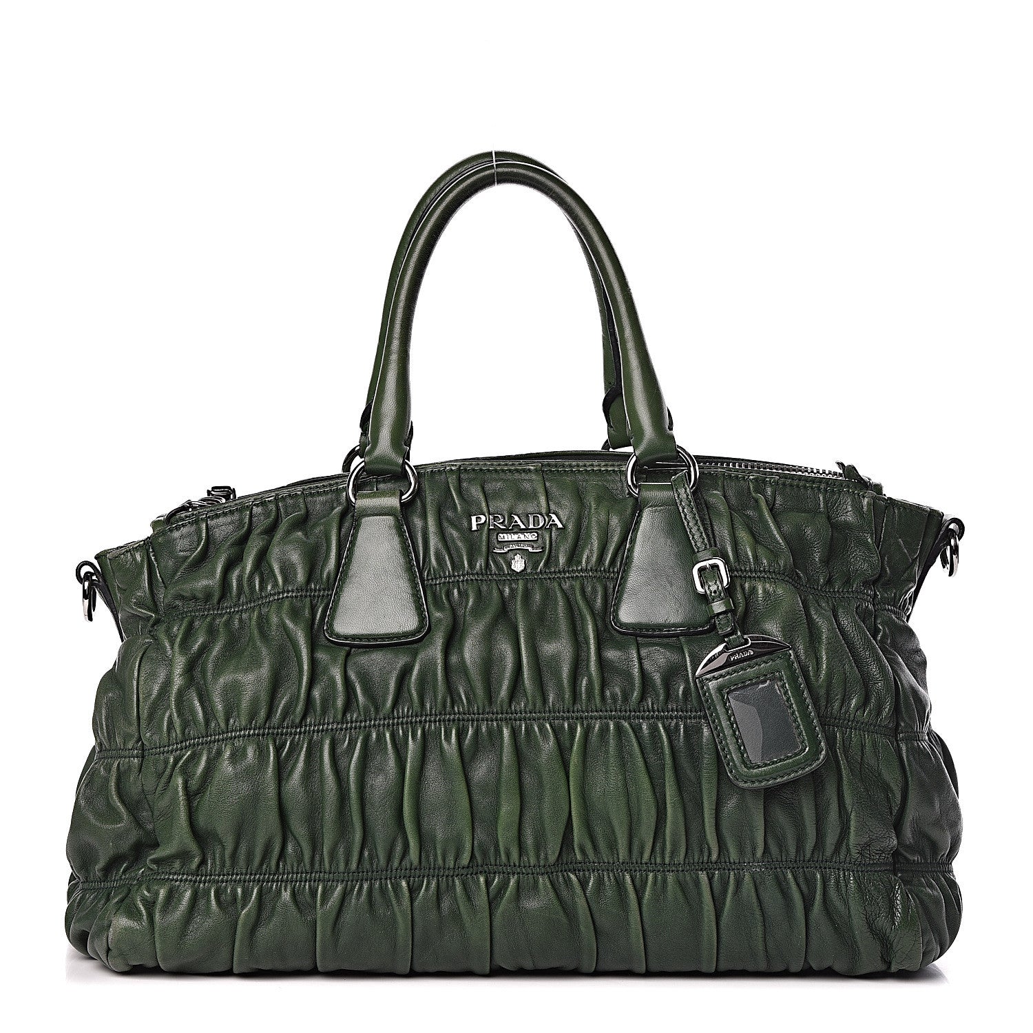 Prada Nappa Gaufre Double Zip Tote Green 1 of 22
