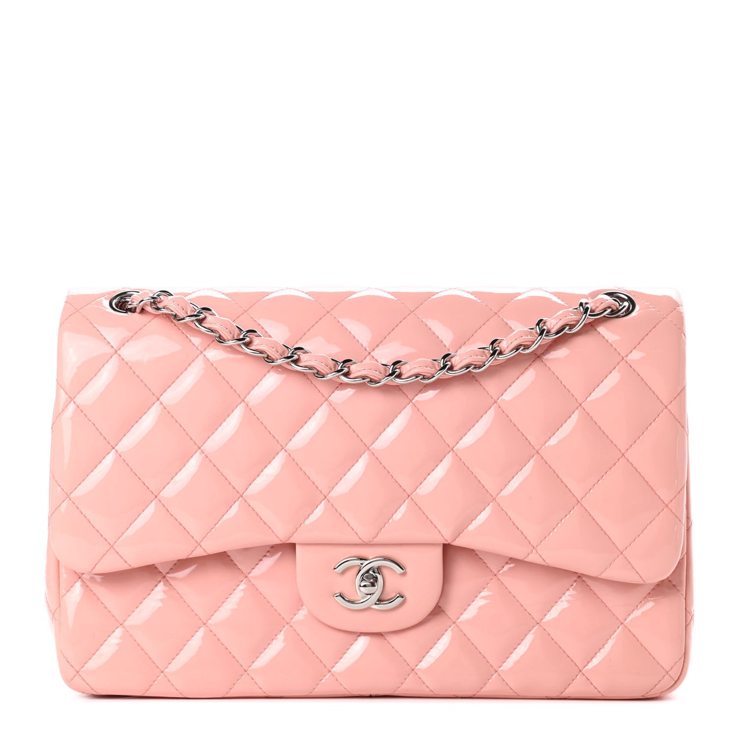 Patent Quilted Jumbo Double Flap Pink