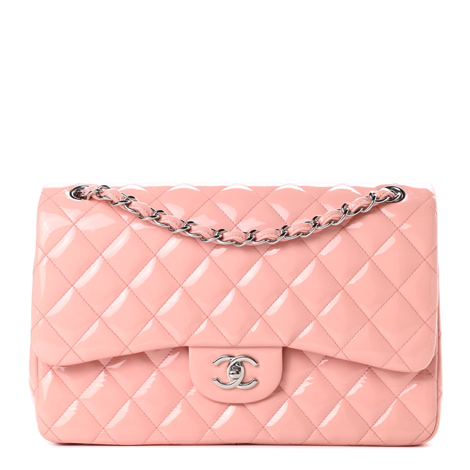 Chanel Patent Quilted Jumbo Double Flap Pink 1 of 11