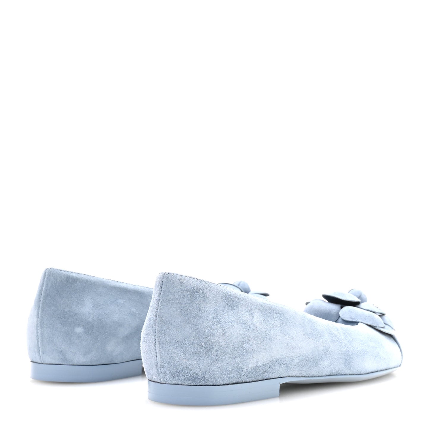 Suede Cap Toe Camellia Ballerina Flats 36 Light Blue