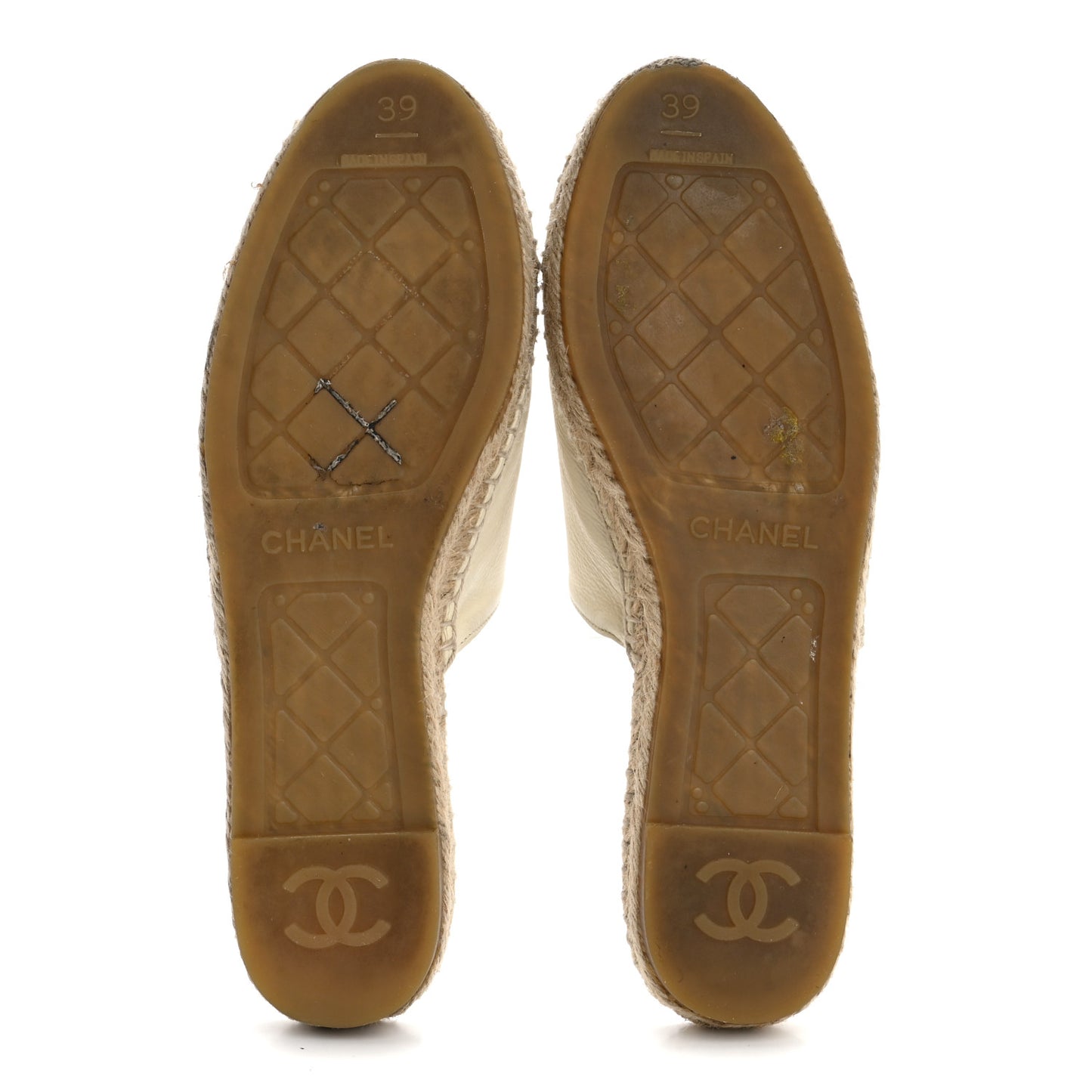 Calfskin CC Espadrille Mules 39 Ivory