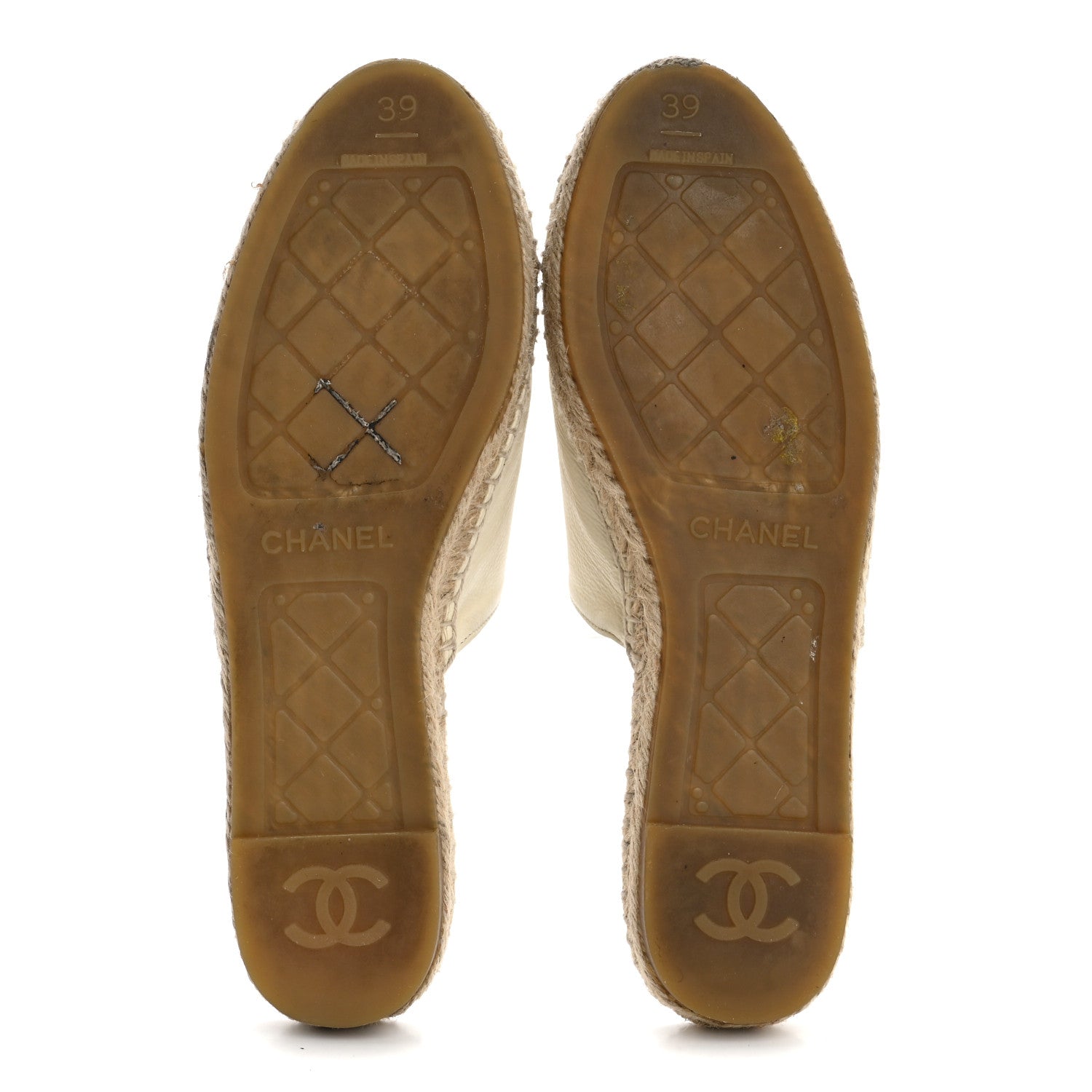 Chanel Calfskin CC Espadrille Mules 39 Ivory 6 of 10