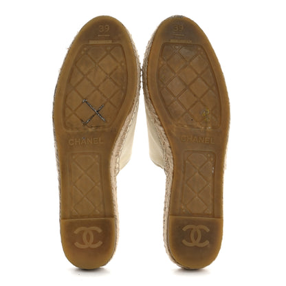 Chanel Calfskin CC Espadrille Mules 39 Ivory 6 of 10
