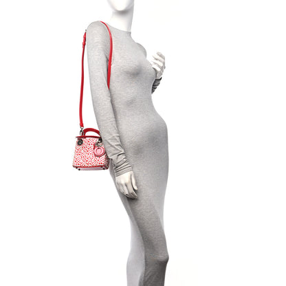 Christian Dior Lambskin Patent Heart Print Cannage Micro Lady Dior Dior Red White 2 of 9