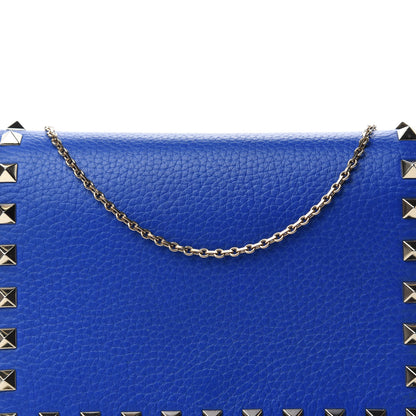 Valentino Garavani Grained Calfskin Rockstud Wallet on Chain Acid Blue 13 of 13