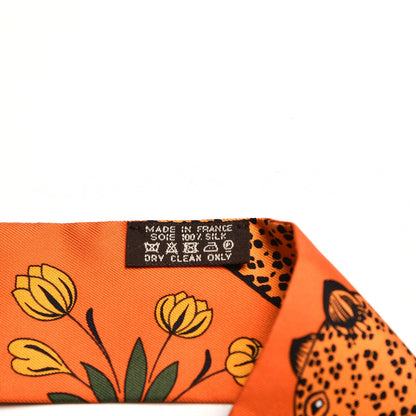 Hermes Silk Les Leopards Twilly Orange Abricot Vert 4 of 5