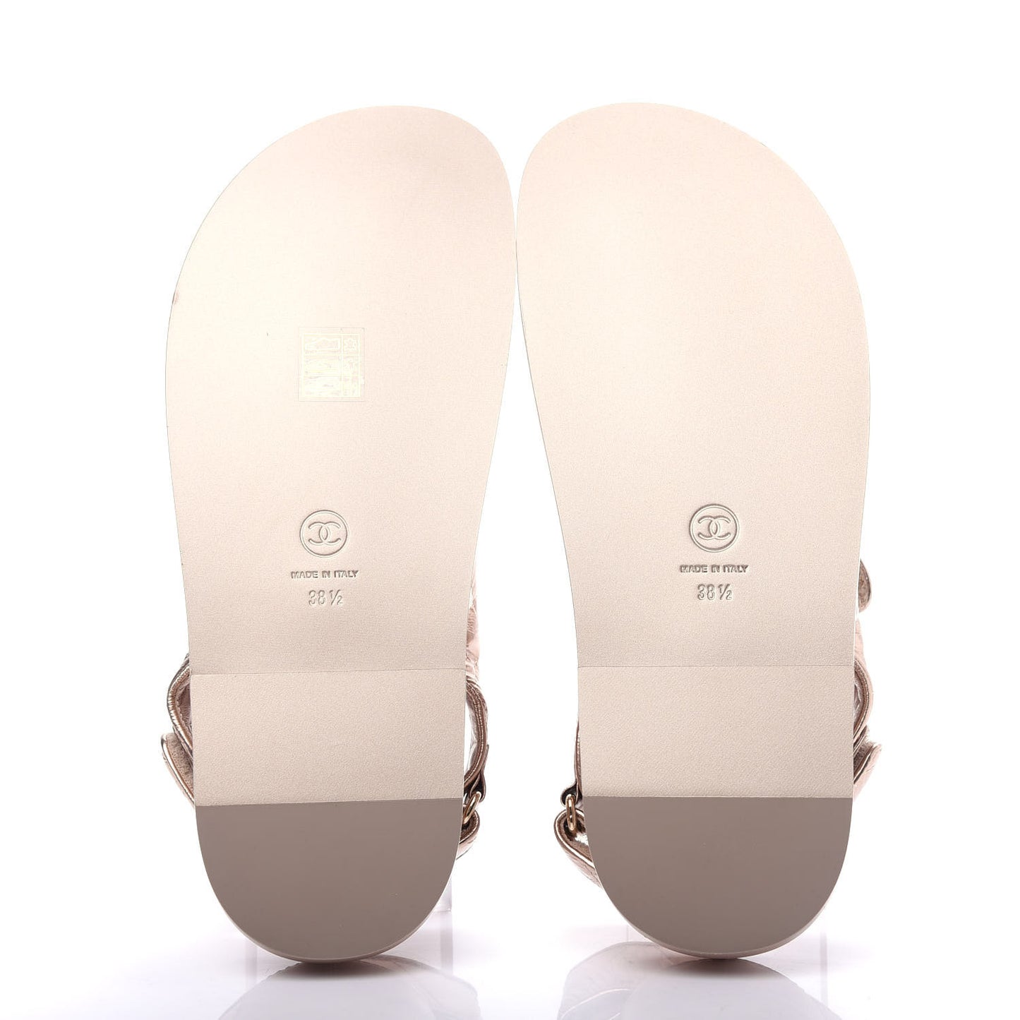 Iridescent Lambskin Quilted Velcro Dad Sandals 38.5 Light Bronze