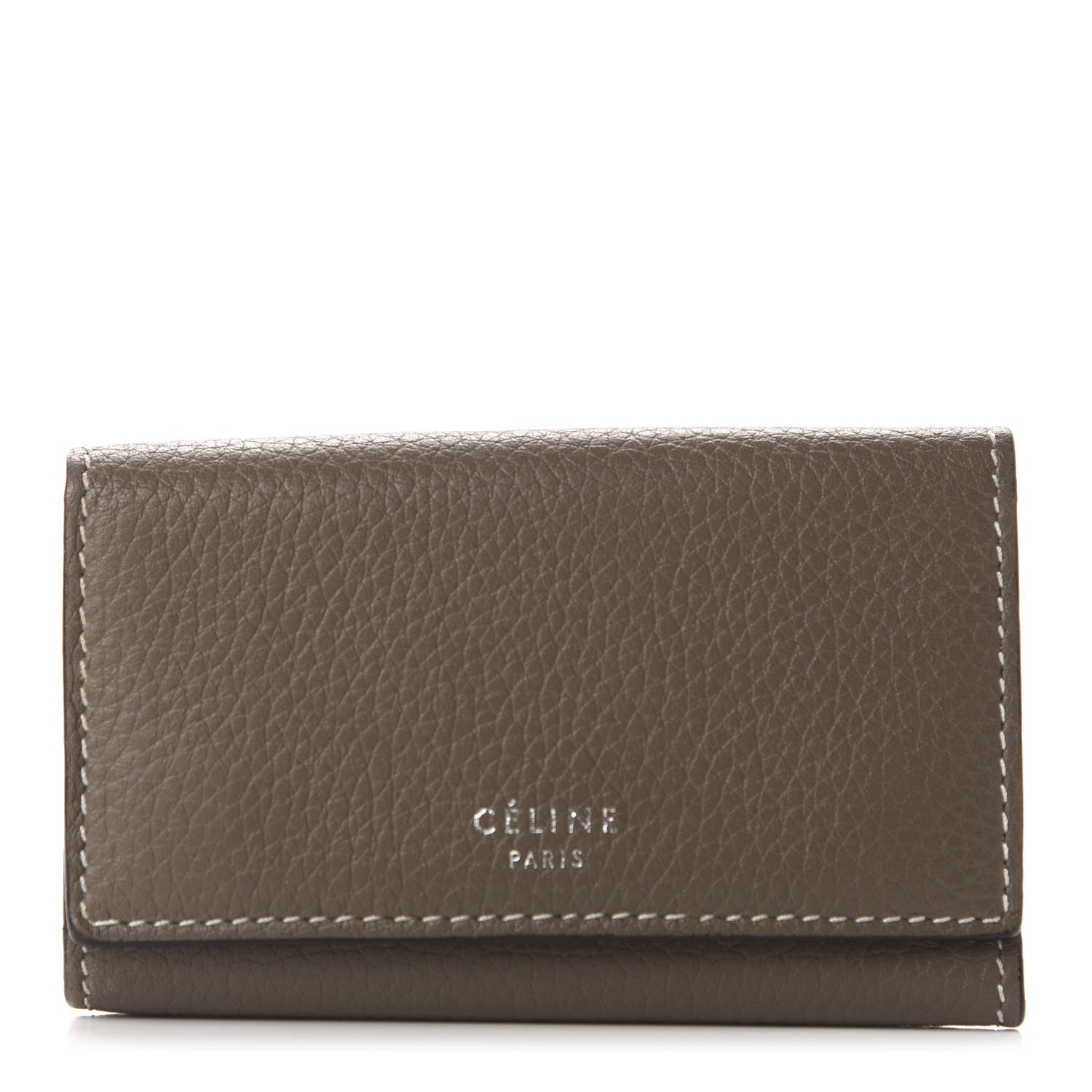 Celine Drummed Calfskin Key Case Souris 1 of 8