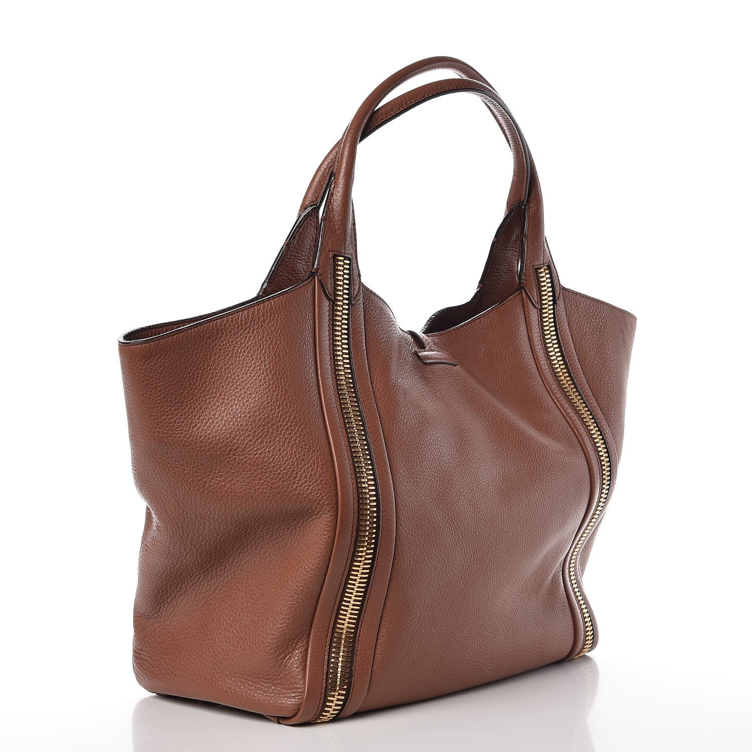 Tom Ford Pebbled Calfskin Amber Double Zip Tote Rose 3 of 8