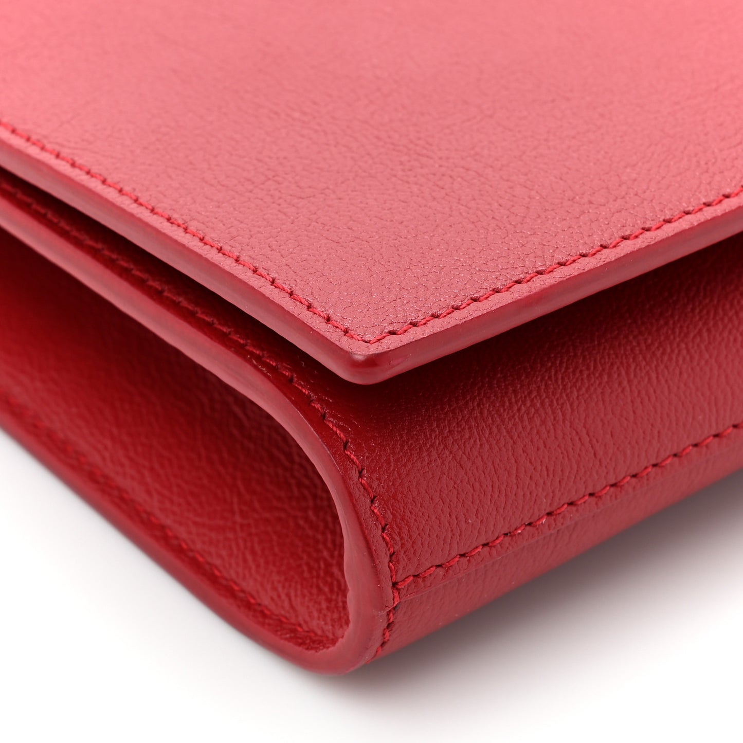SAINT LAURENT Calfskin Monogram Large Belle De Jour Clutch Red